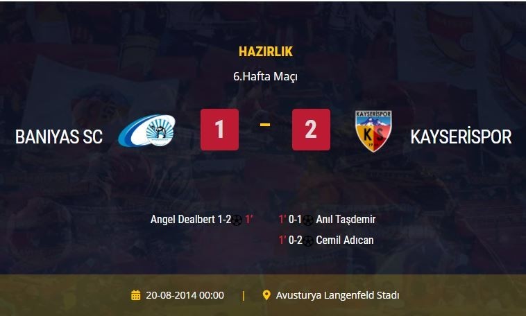 2014-2015 Hazırlık Maçı: Kayserispor 2-1 Baniyas SC