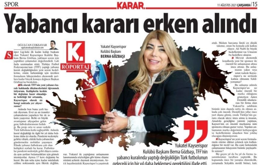 Başkan Berna Gözbaşı'nın Karar Gazetesi Röportajı-Oğulcan Çokyaşar