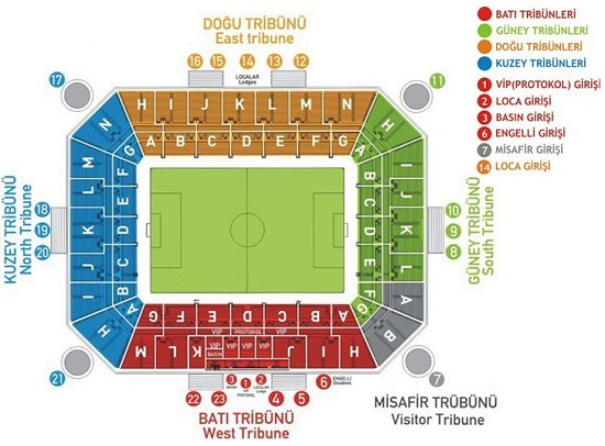 Kayseri Kadir Has Stadı Oturma Planı