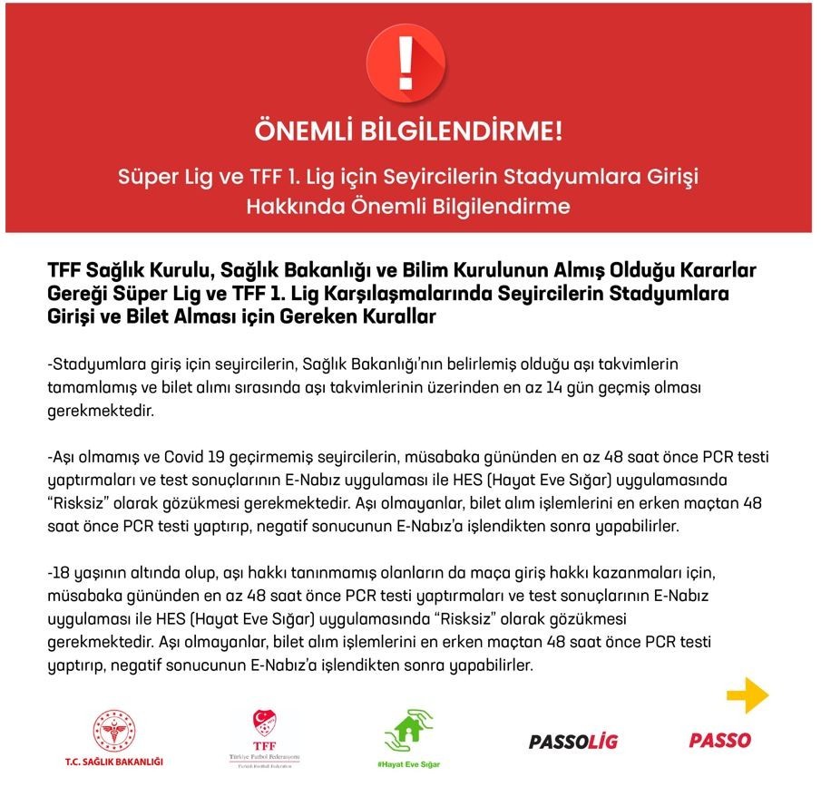 Maça Gidecek Taraftarların Dikkatine, Stadyuma Girmek İçin Hangi Şartları Taşımalı?