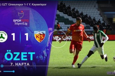 ÖZET | Giresunspor 1-1 Kayserispor Maçının Özet Görüntüleri