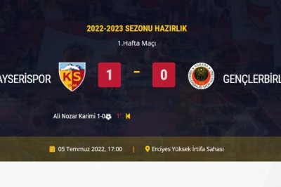 2022-2023 Hazırlık Maçı: Kayserispor 1-0 Gençlerbirliği