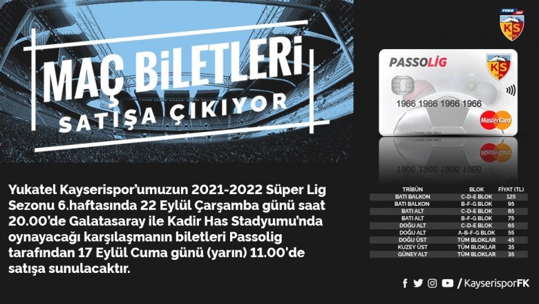 kayserispor galatasaray macinin biletleri yarin satis kayserispor org
