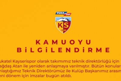 Kayserispor, Çağdaş Atan ile Tekrar Anlaştı.